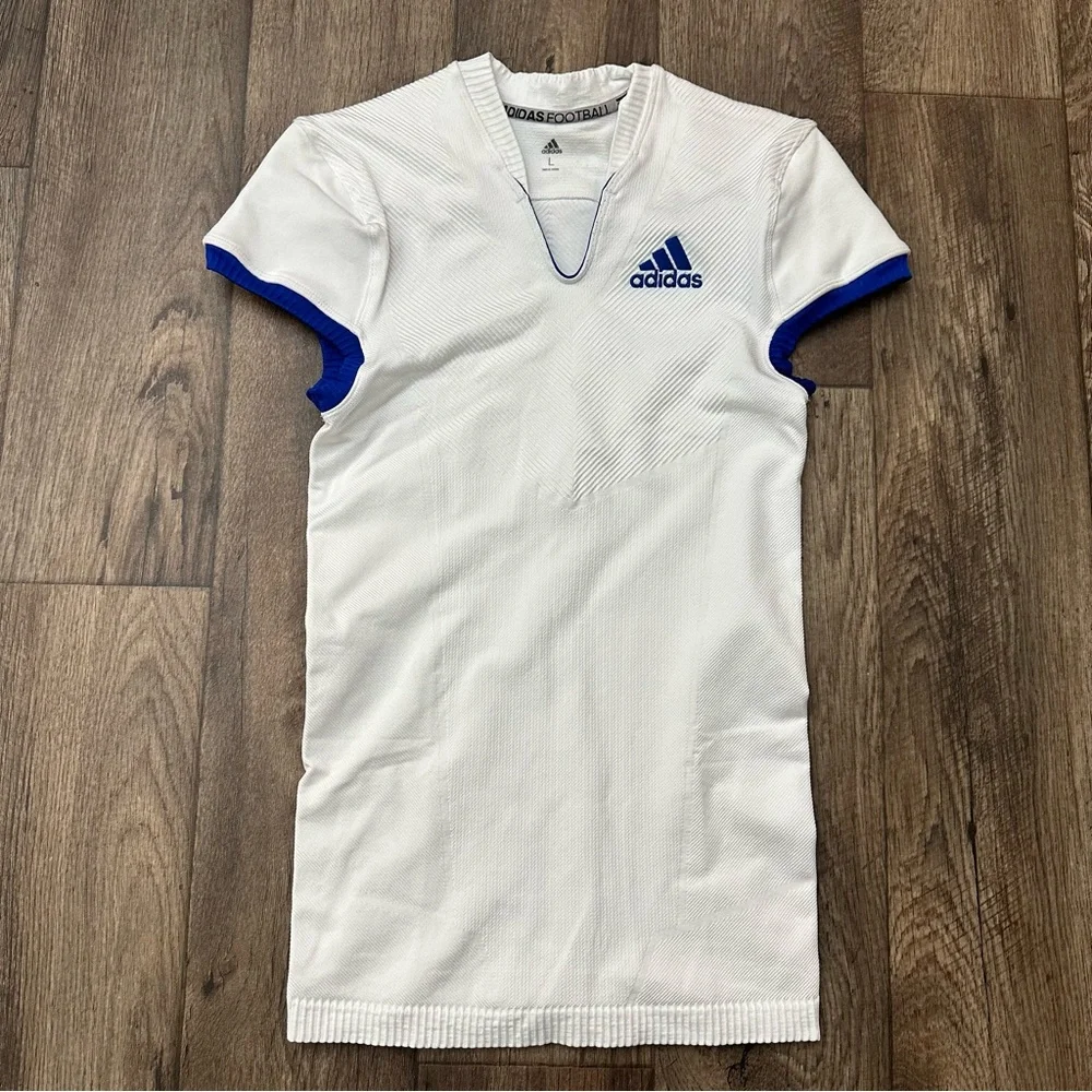 Adidas Techfit Primeknit Football Jersey Men’s Sz L White Compression Top